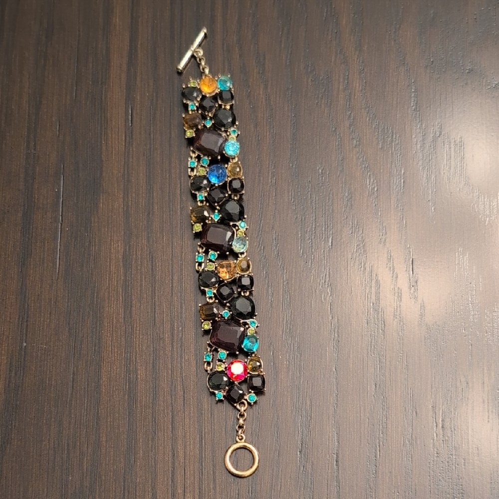 Monet Multicolor Gemstone Statement Bracelet - image 2